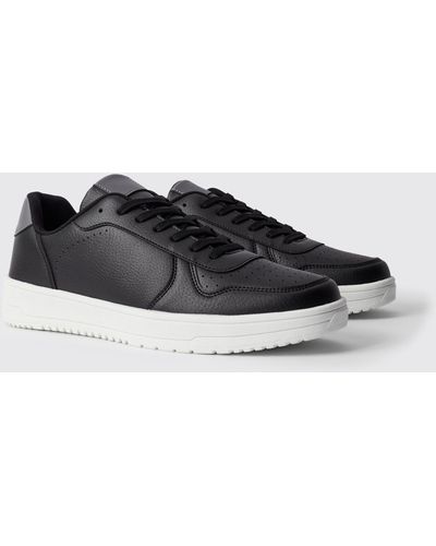 BoohooMAN Perforated Panelled Trainers - Black