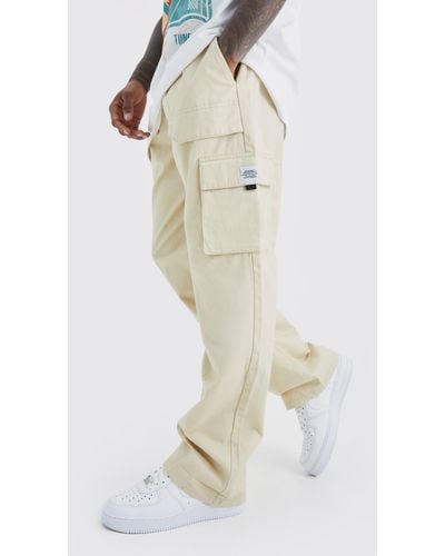 Boohoo Elastic Waist Relaxed Fit Buckle Cargo Jogger - White