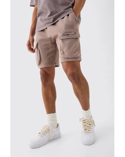 Boohoo Loose Fit Cargo Wash Shorts - Brown