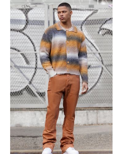 BoohooMAN Tall Slim Rigid Flare Gusset Detail Jeans - Multicolour
