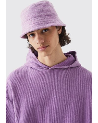 BoohooMAN Brushed Heavyweight Bucket Hat - Purple