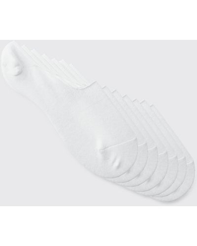 BoohooMAN 7 Pack Plain Invisible Socks - White