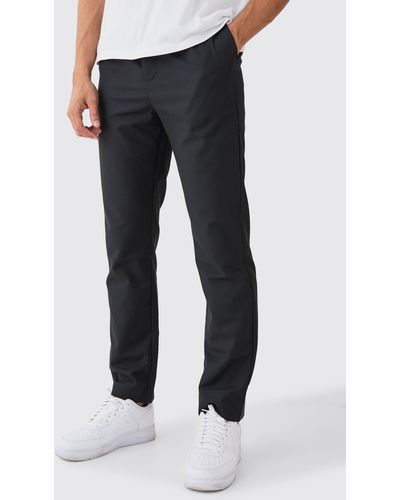 BoohooMAN Wrap Over Tailored Straight Fit Pants - Black