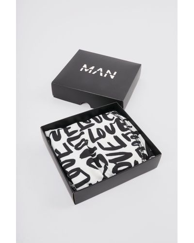 BoohooMAN Love Printed Boxers In Gift Box - Grey