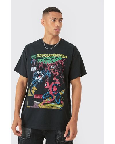 BoohooMAN Oversized Venom Spiderman Comic License T-shirt - Schwarz
