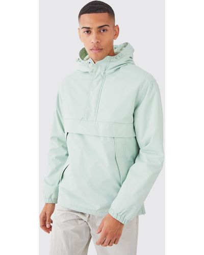 BoohooMAN Man Overhead Hooded Parka - Green