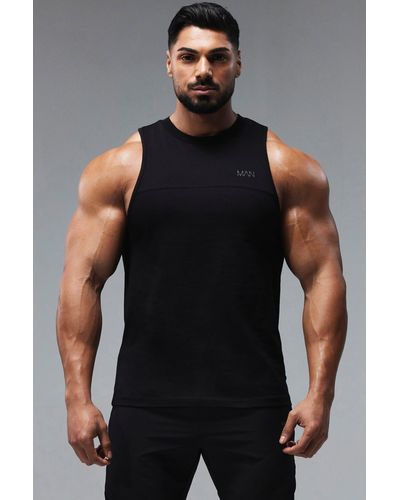 BoohooMAN Man Active X Andrei Gym Racer Tank - Black