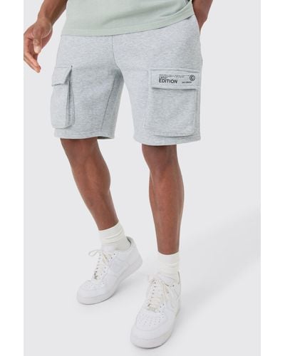 BoohooMAN Loose Fit Cargo Shorts - Grey