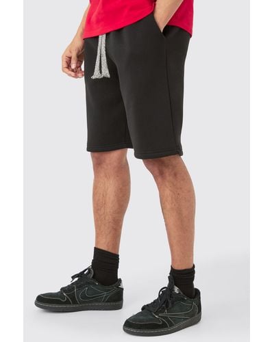 Boohoo Relaxed Fit Chunky Drawcord Shorts - Black