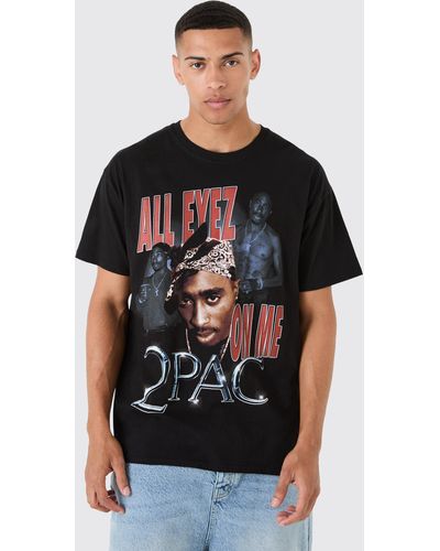Boohoo Loose Fit Tupac License T-shirt - Black