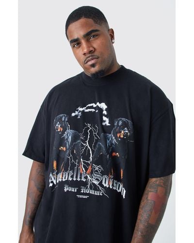 Boohoo Camiseta Plus Oversize Con Estampado Gráfico De Rottweiler - Azul