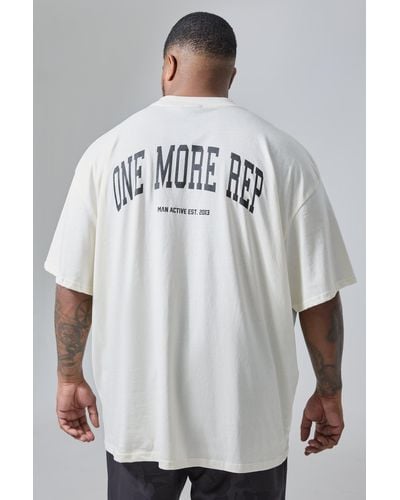 BoohooMAN Plus Active Gym Oversized Rep T-shirt - Grey