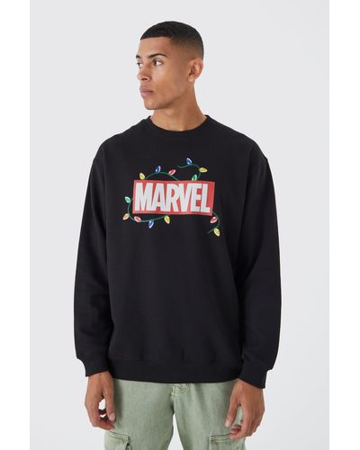 Boohoo Oversized Marvel Christmas License Sweatshirt - Black
