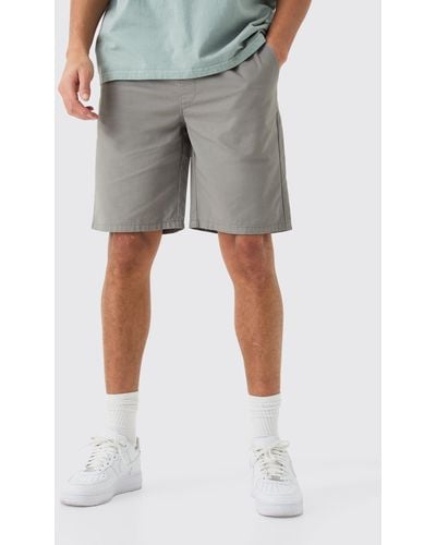 BoohooMAN Elastic Waist Gray Relaxed Fit Shorts