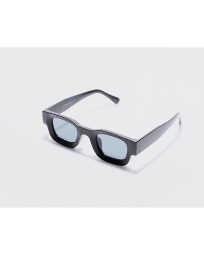 BoohooMAN Chunky Frame Square Lens Sunglasses In Black - White