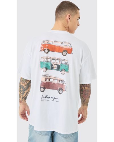 BoohooMAN Oversized Volkswagen License Back Print T-shirt - White