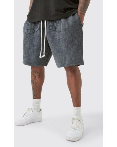 BoohooMAN Plus Oversized Limited Washed Jersey Shorts - Black