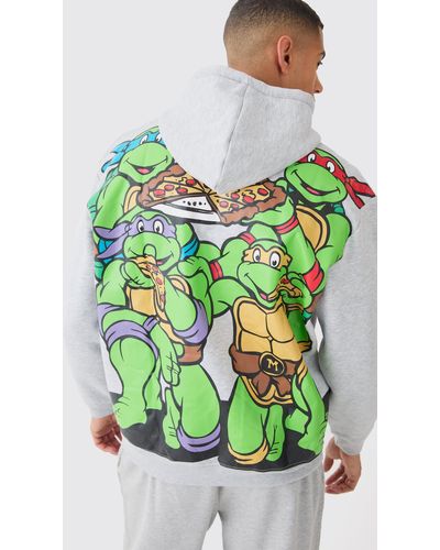 BoohooMAN Oversized Large Scale Tmnt License Hoodie - Green