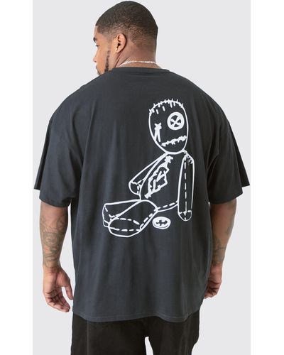 BoohooMAN Plus Korn License Front & Back Print T-shirt - Black