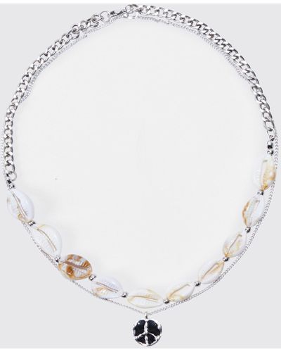 BoohooMAN Shell Necklace - Blue