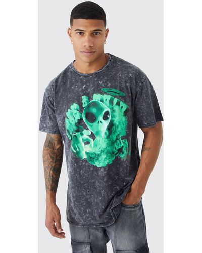 BoohooMAN Oversized Ofcl Snake Wash Graphic T-shirt in Blue for