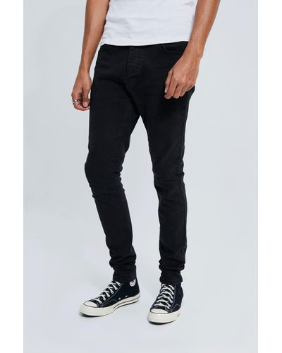 BoohooMAN Vaqueros Tall Pitillo Elásticos - Negro