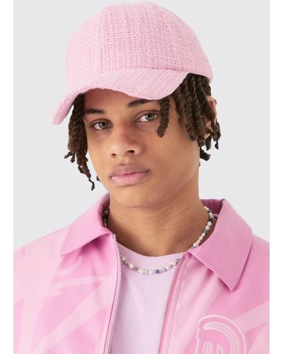 BoohooMAN Boucle Texture Cap In Pastel Pink