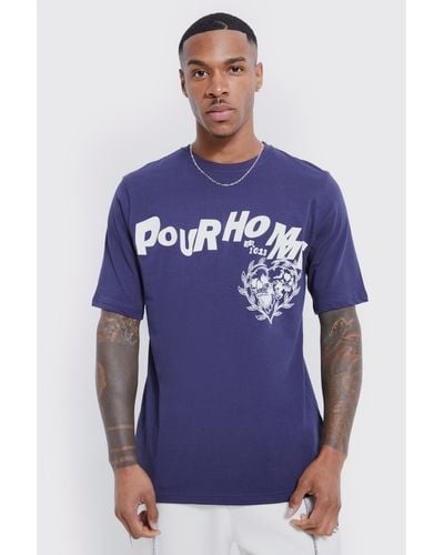 Boohoo Pour Homme Skeleton Heart Print T-shirt - Blue