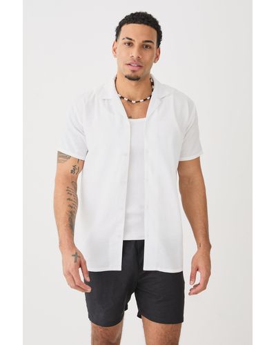 BoohooMAN Short Sleeve Linen Shirt - Weiß