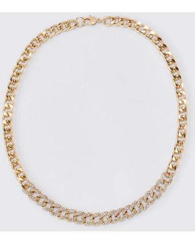 BoohooMAN Iced Chain Necklace - Weiß
