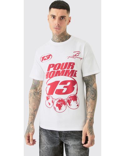 BoohooMAN Tall Pour Moto T-shirt In White - Red