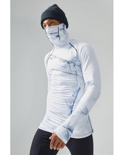 BoohooMAN Man Active Matte Face Covering Base Layer - White