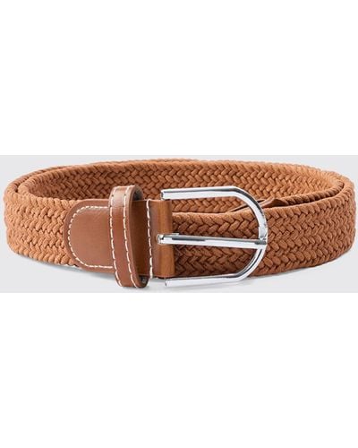 BoohooMAN Knitted Belt In Brown - Braun