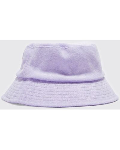 Boohoo Plain Towelling Bucket Hat - Purple