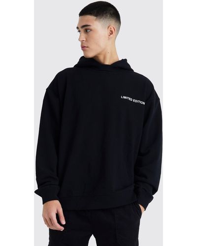 BoohooMAN Oversized Loopback Hooded Sweatshirt - Blue