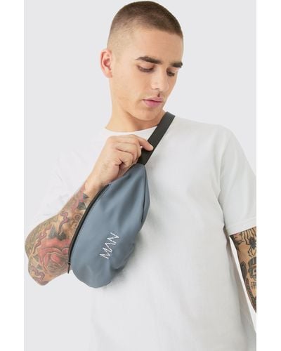 BoohooMAN Dash Basic Fanny Pack In Black - White