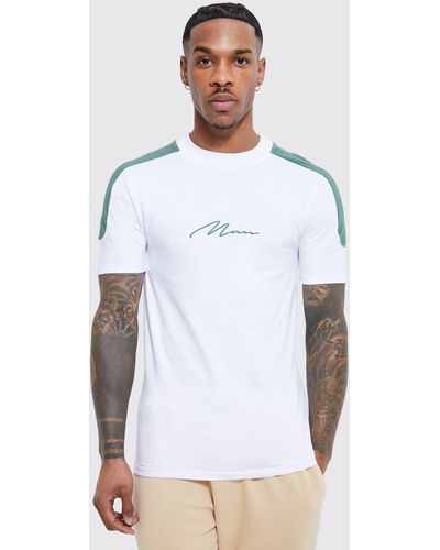 BoohooMAN Muscle Fit Man Colour Block T-shirt - White