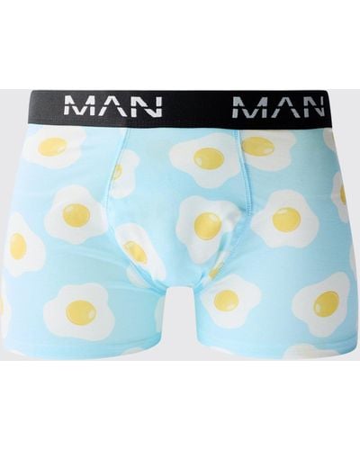 BoohooMAN Man Fried Egg Printed Boxers - Blue