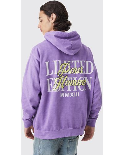 BoohooMAN Oversize Hoodie mit Limited Edition Print - Lila
