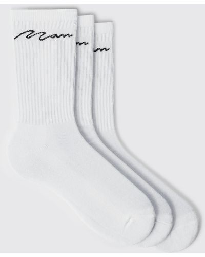 Boohoo 3 Pack Signature Sport Socks - White