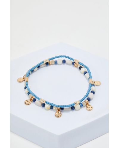 BoohooMAN 2 Pack Beaded Bracelet - Blue