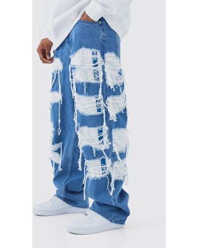 BoohooMAN Lockere Jeans mit Jersey-Jogginghose - Blau