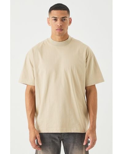 Boohoo Camiseta Oversize Gruesa De Jacquard Con Cuello Extendido - Neutro