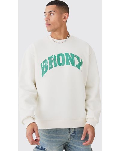 BoohooMAN Oversized Bronx Varsity Sweatshirt - Multicolour