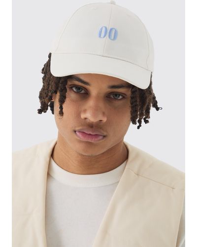 BoohooMAN Twill Embroidered Front Cap In White