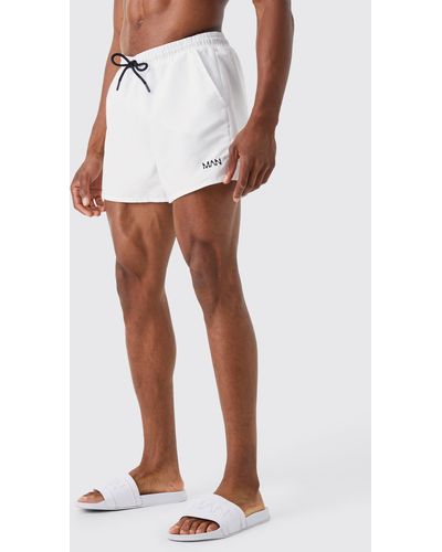 Boohoo Original Man Short Length Swim Shorts - White
