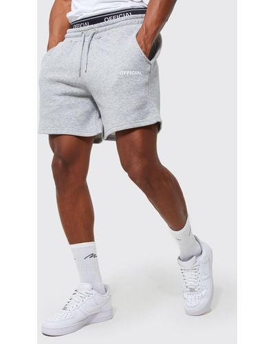 BoohooMAN Loose Fit Official Double Waistband Short - Gray