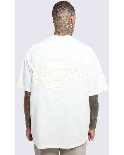 BoohooMAN Oversized Large Homme Embossed T-shirt - White
