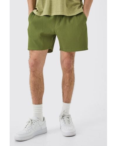 Boohoo Pantalón Corto Plisado Con Cordón Elástico - Verde
