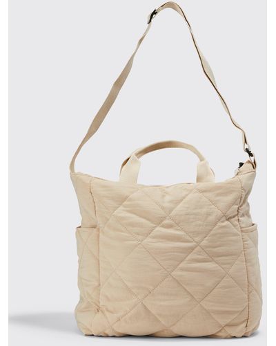 Boohoo Quilted Tote Bag - Natural